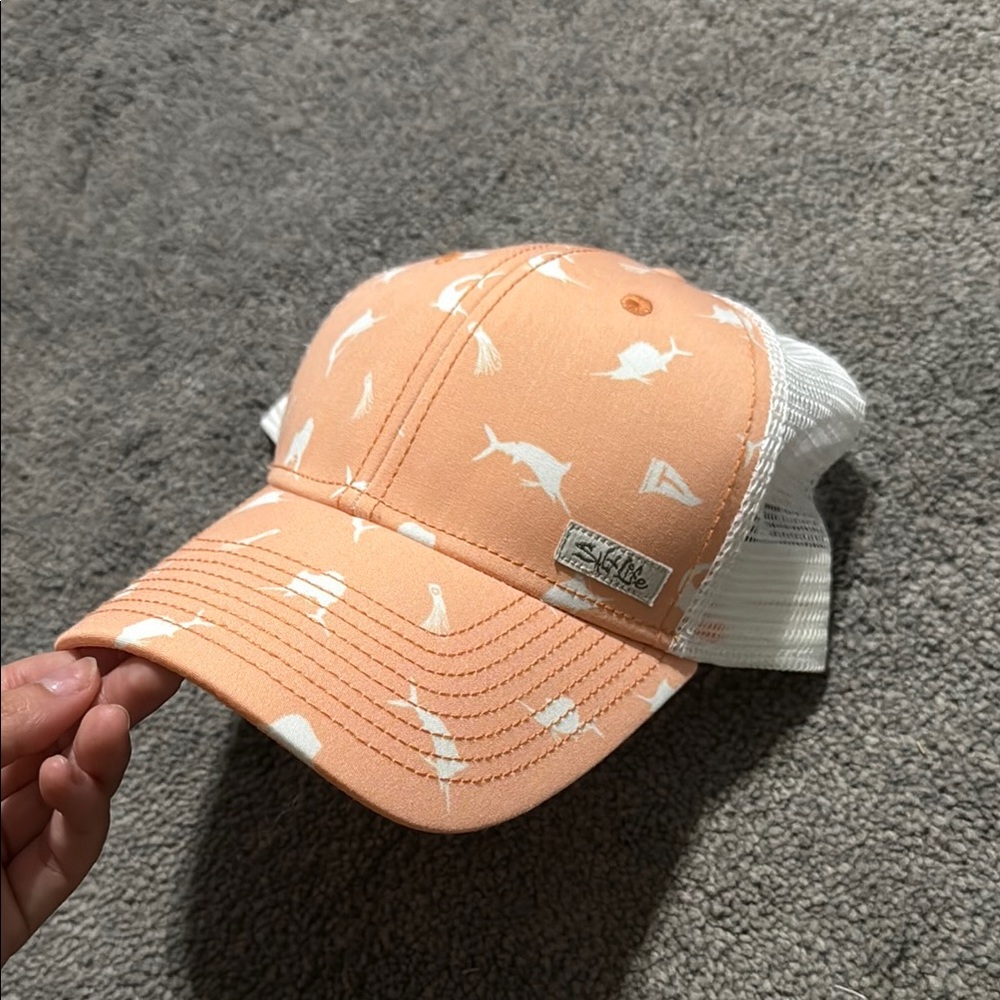 Salt Life Peach and White Mesh Back Hat